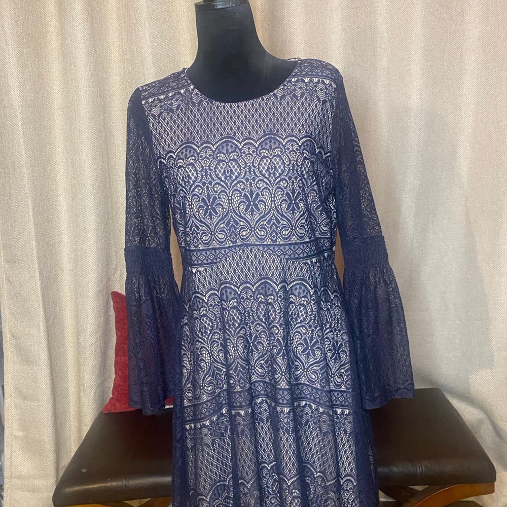 My Michelle Navy Blue Laced Dress - TAG Size XL (12-14)